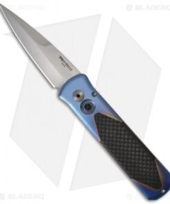 Pro-Tech Godson Blue Titanium Custom Automatic Knife w/ Carbon Fiber (Satin PLN)