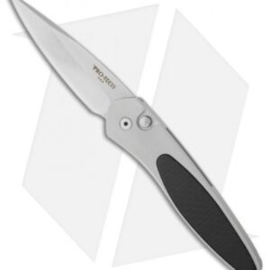Protech Newport Silver Automatic Knife Carbon Fiber (3" Stonewash) 3410