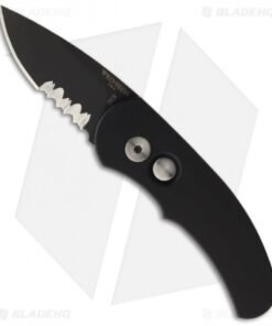 Protech Runt J4 Automatic Knife Black Handle (1.94" Black Serr) 4415PS