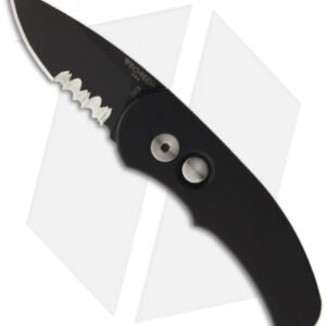 Protech Runt J4 Automatic Knife Black Handle (1.94" Black Serr) 4415PS
