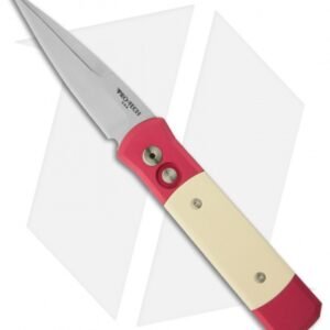 Protech Godson Automatic Knife Red w/ Ivory Micarta (3.15" Satin Plain) 751-RED
