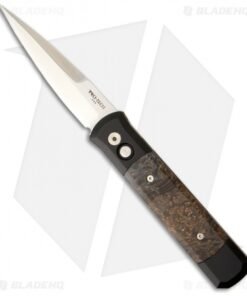 Protech Godfather Automatic Knife Black w/ Black Ash (4" Satin Plain) 906-BA