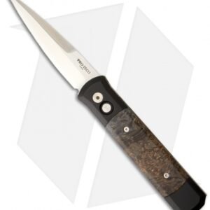 Protech Godfather Automatic Knife Black w/ Black Ash (4" Satin Plain) 906-BA