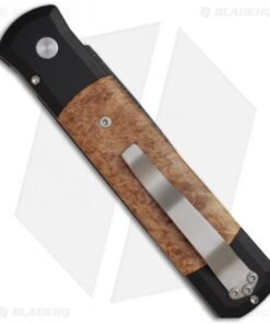 Alternative view of Pro-Tech Custom Godfather Automatic Knife w/ Black Ash Burl (4" Damascus) 906-D