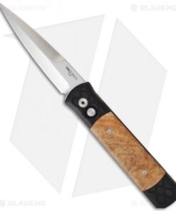 Pro-Tech Godfather Automatic Knife w/ Weave & Black Ash Burl (4" Polished) 942