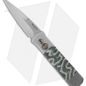 Protech Steel Custom Godson Automatic Knife w/ Brain Coral (3.15" Mirror Plain)