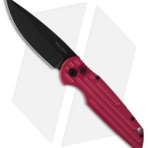 Protech Tactical Response TR-3 D2 Red Automatic Knife w/ Grooves (3.5" Plain)