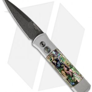 Protech Godson Steel Custom Automatic Knife w/ Abalone (3.15" Damascus)