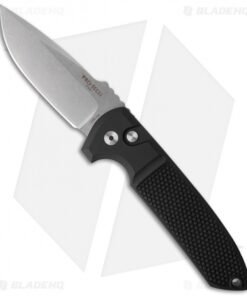 Pro-Tech Les George Rockeye Automatic Knife Black Knurled (3.375" Stonewash)