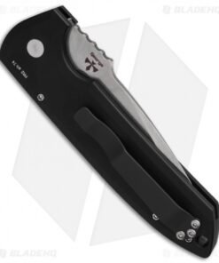 Alternative view of Pro-Tech Les George Rockeye Automatic Knife Black Knurled (3.375" Stonewash)