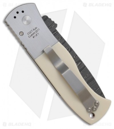 Custom Pro-Tech Emerson CQC-7 Automatic Knife w/ Ivory Inlays (3.25" Damascus) - Image 2