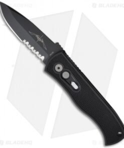 Emerson Pro-Tech CQC7-A Spear Point Auto Knife w/ Knurl (3.25" Black Serr)
