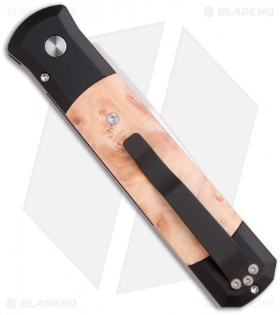 Pro-Tech Godfather Automatic Knife Black/Maple Burl (4" Satin) *Used - Image 2