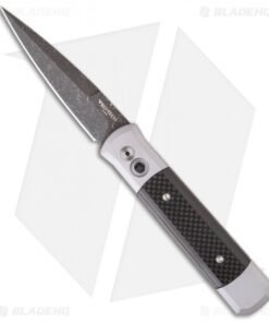 Pro-Tech Custom Godfather Automatic Knife Gray/Carbon Fiber (4" Damascus)