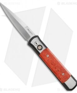 Pro-Tech Custom Godfather Knife Two-Tone Steel / Red Apple Coral (4" Damascus)