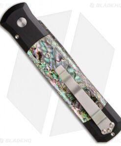 Alternative view of Pro-Tech Custom Godfather Automatic Knife Black w/ Abalone (4" Damascus)