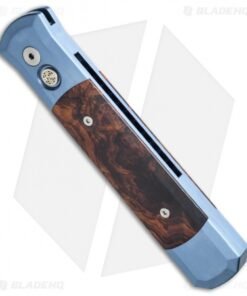 Alternative view of Pro-Tech Godfather Custom Automatic Knife Blued Titanium/Ironwood (Damascus)