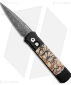 Pro-Tech Godson Custom Automatic Knife w/ Tiger Coral (3.15" Damascus)