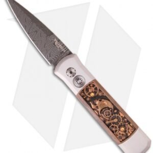 Protech Godson Steampunk Ultimate Custom Steel Automatic Knife (3.15" Damascus)