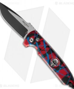 Pro-Tech Les George Rockeye Skull Surprise Splash Auto Knife - Red/Blue/Black