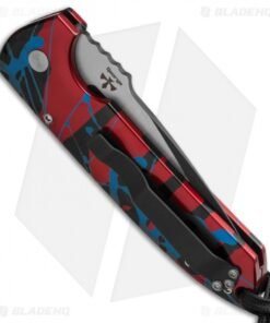 Alternative view of Pro-Tech Les George Rockeye Skull Surprise Splash Auto Knife - Red/Blue/Black