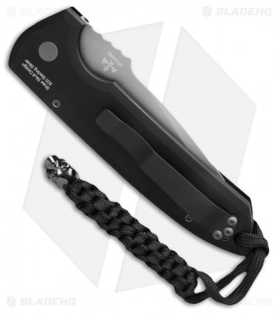 Pro-Tech Les George Rockeye Skull Automatic Knife Knurled (3.375" Bead Blast) - Image 2