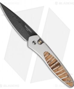 Protech Steel Custom Newport Automatic Knife Mastodon Tooth (3" Damascus)