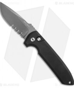 Pro-Tech Les George Rockeye Automatic Knife Black (3.375" Gray DLC Serr) LG122