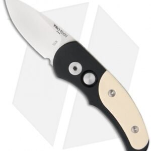 Pro-Tech Runt J4 Tuxedo Automatic Knife Black/Ivory Micarta (1.94" Satin) 4451