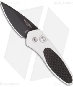 Protech Sprint Automatic Knife Silver w/ Carbon Fiber (1.95" Black) 2912
