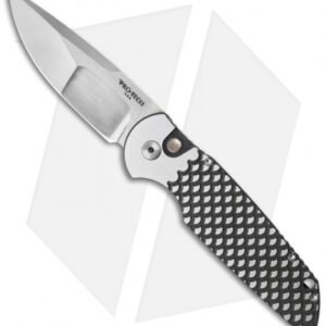 Pro-Tech TR-3 Steel Custom Automatic Knife DLC Fish Scale (3.5" Compound)