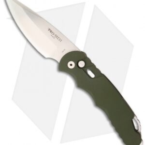 Protech TR-4.1 Green Tactical Response 4 Automatic Knife (4" Stonewash Plain)