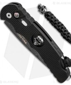 Alternative view of Pro-Tech TR-4 Limited Edition Skull Automatic Knife Knurled Black (4" Damasteel)