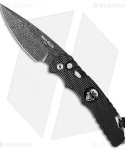 Pro-Tech TR-4 Limited Edition Skull Automatic Knife Knurled Black (4" Damasteel)