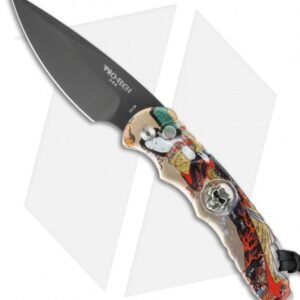 Pro-Tech TR-4 Skull Automatic Knife Geisha Splash (4" Black)