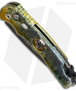 Alternative view of Pro-Tech TR-4 Skull Automatic Knife Gold Plus Splash (4" Black)