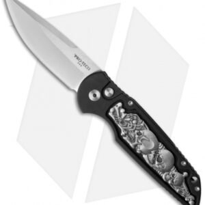 Pro-Tech TR-3 Shaw Skull Automatic Knife Coin Struck Inlay (3.5" Satin) TR-3.41