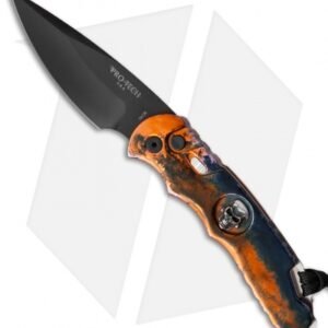Pro-Tech TR-4 Skull Automatic Knife Lava Splash (4" Black) TR-4.64