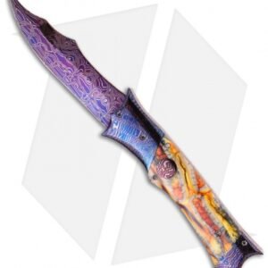 Rainy Vallotton Custom Phoenix Automatic Knife Yellow Molar (Damascus)