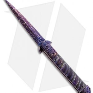 Rainy Vallotton Custom C-Lance Automatic Knife Purple Molar (4.5" Damascus)
