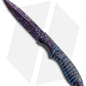 Rainy Vallotton Custom Wasp Automatic Knife Blue Molar (Damascus)
