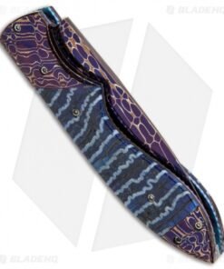 Alternative view of Rainy Vallotton Custom Wasp Automatic Knife Blue Molar (Damascus)