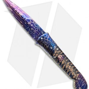 Rainy Vallotton Custom Gamblerette Automatic Knife Blue Spruce Cone (Damascus)