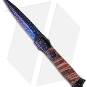 Rainy Vallotton Custom Shiv Automatic Knife w/ Pink Molar (Damascus)