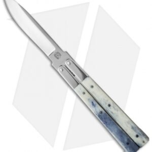 RD Nolen Knives Custom Balisong Knife Bone Handles (4" Polish)