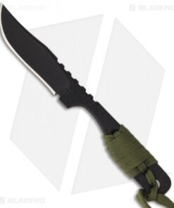Shadow Tech Knives Hiker Bowie Knife Fixed Blade w/ OD Green Cord (3" Black)