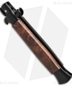 Alternative view of Frank B 9" Italian Stiletto Automatic Knife Sim. Briar Wood (4" Black Serr)