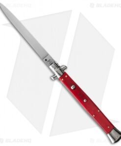 SKM 13" Italian Stiletto Automatic Knife Red Pearlex (5.7" Satin Flat)