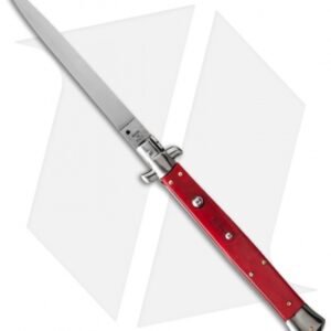 SKM 13" Italian Stiletto Automatic Knife Red Pearlex (5.7" Satin Flat)