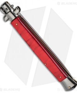 Alternative view of SKM 13" Italian Stiletto Automatic Knife Red Pearlex (5.7" Satin Flat)